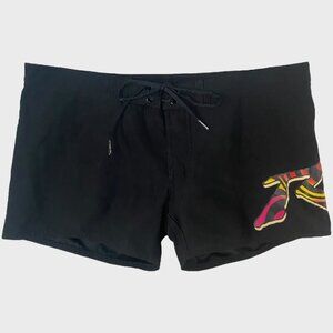 Rusty Adjustable Low-Rise Swim Shorts Womens 5 Black Surf Summer Beach Trunk New
